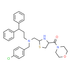 ChemSpider 2D Image | (2-{[(4-Chlorobenzyl)(3,3-diphenylpropyl)amino]methyl}-1,3-thiazolidin-4-yl)(4-morpholinyl)methanone | C31H36ClN3O2S