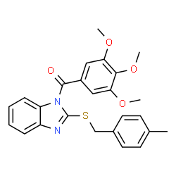 ChemSpider 2D Image | {2-[(4-Methylbenzyl)sulfanyl]-1H-benzimidazol-1-yl}(3,4,5-trimethoxyphenyl)methanone | C25H24N2O4S