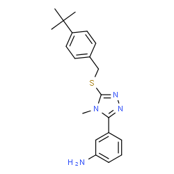 ChemSpider 2D Image | 3-(4-Methyl-5-{[4-(2-methyl-2-propanyl)benzyl]sulfanyl}-4H-1,2,4-triazol-3-yl)aniline | C20H24N4S