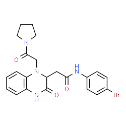 ChemSpider 2D Image | N-(4-Bromophenyl)-2-{3-oxo-1-[2-oxo-2-(1-pyrrolidinyl)ethyl]-1,2,3,4-tetrahydro-2-quinoxalinyl}acetamide | C22H23BrN4O3