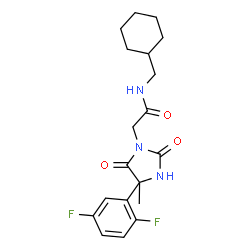 ChemSpider 2D Image | N-(Cyclohexylmethyl)-2-[4-(2,5-difluorophenyl)-4-methyl-2,5-dioxo-1-imidazolidinyl]acetamide | C19H23F2N3O3