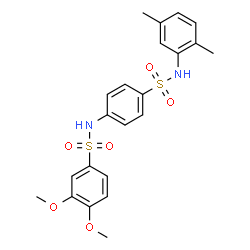 ChemSpider 2D Image | N-{4-[(2,5-Dimethylphenyl)sulfamoyl]phenyl}-3,4-dimethoxybenzenesulfonamide | C22H24N2O6S2