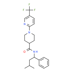 ChemSpider 2D Image | N-(3-Methyl-1-phenylbutyl)-1-[5-(trifluoromethyl)-2-pyridinyl]-4-piperidinecarboxamide | C23H28F3N3O