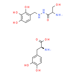 ChemSpider 2D Image | (2S)-2-Amino-3-(3,4-dihydroxyphenyl)propanoic acid - 2-amino-3-hydroxy-N'-(2,3,4-trihydroxybenzyl)propanehydrazide (1:1) | C19H26N4O9