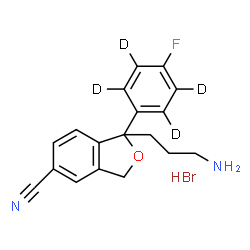 ChemSpider 2D Image | 1-(3-Aminopropyl)-1-[4-fluoro(~2~H_4_)phenyl]-1,3-dihydro-2-benzofuran-5-carbonitrile hydrobromide (1:1) | C18H14D4BrFN2O