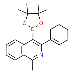 ChemSpider 2D Image | 3-(1-Cyclohexen-1-yl)-1-methyl-4-(4,4,5,5-tetramethyl-1,3,2-dioxaborolan-2-yl)isoquinoline | C22H28BNO2