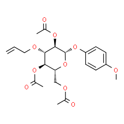 ChemSpider 2D Image | 4-Methoxyphenyl 2,4,6-tri-O-acetyl-3-O-allyl-beta-D-glucopyranoside | C22H28O10
