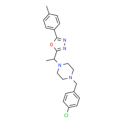 ChemSpider 2D Image | 1-(4-Chlorobenzyl)-4-{1-[5-(4-methylphenyl)-1,3,4-oxadiazol-2-yl]ethyl}piperazine | C22H25ClN4O