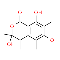 ChemSpider 2D Image | 3,6,8-Trihydroxy-3,4,5,7-tetramethyl-3,4-dihydro-1H-isochromen-1-one | C13H16O5