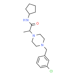 ChemSpider 2D Image | 2-[4-(3-Chlorobenzyl)-1-piperazinyl]-N-cyclopentylpropanamide | C19H28ClN3O