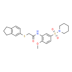ChemSpider 2D Image | 2-(2,3-Dihydro-1H-inden-5-ylsulfanyl)-N-[2-methoxy-5-(1-piperidinylsulfonyl)phenyl]acetamide | C23H28N2O4S2