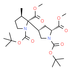 ChemSpider 2D Image | 2,5'-Dimethyl 1,1'-bis(2-methyl-2-propanyl) (2S,3R,3'R,5'R)-3-methyl-2,3'-bipyrrolidine-1,1',2,5'-tetracarboxylate | C23H38N2O8