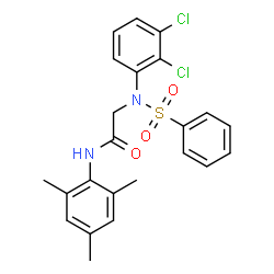 ChemSpider 2D Image | N~2~-(2,3-Dichlorophenyl)-N-mesityl-N~2~-(phenylsulfonyl)glycinamide | C23H22Cl2N2O3S