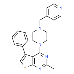 ChemSpider 2D Image | 2-Methyl-5-phenyl-4-[4-(4-pyridinylmethyl)-1-piperazinyl]thieno[2,3-d]pyrimidine | C23H23N5S