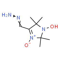 ChemSpider 2D Image | 4-[(E)-Hydrazonomethyl]-2,2,5,5-tetramethyl-2,5-dihydro-1H-imidazol-1-ol 3-oxide | C8H16N4O2