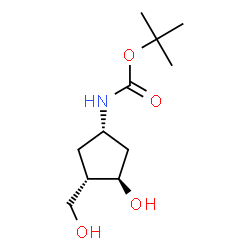 ChemSpider 2D Image | 2-Methyl-2-propanyl [(1S,3R,4S)-3-hydroxy-4-(hydroxymethyl)cyclopentyl]carbamate | C11H21NO4