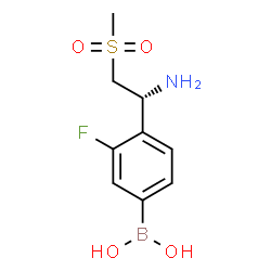 ChemSpider 2D Image | {4-[(1R)-1-Amino-2-(methylsulfonyl)ethyl]-3-fluorophenyl}boronic acid | C9H13BFNO4S