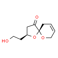 ChemSpider 2D Image | (2S,5R)-2-(2-Hydroxyethyl)-1,6-dioxaspiro[4.5]dec-8-en-4-one | C10H14O4