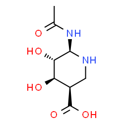 ChemSpider 2D Image | (3R,4R,5R,6R)-6-Acetamido-4,5-dihydroxy-3-piperidinecarboxylic acid | C8H14N2O5