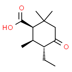 ChemSpider 2D Image | (1R,5R,6R)-5-Ethyl-2,2,6-trimethyl-4-oxocyclohexanecarboxylic acid | C12H20O3