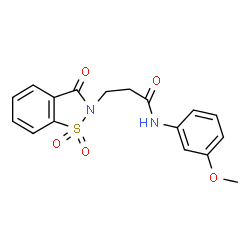 ChemSpider 2D Image | 3-(1,1-Dioxido-3-oxo-1,2-benzothiazol-2(3H)-yl)-N-(3-methoxyphenyl)propanamide | C17H16N2O5S