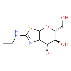 ChemSpider 2D Image | (5R,6S,7R)-2-(Ethylamino)-5-(hydroxymethyl)-5,6,7,7a-tetrahydro-3aH-pyrano[3,2-d][1,3]thiazole-6,7-diol | C9H16N2O4S