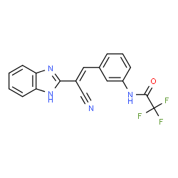 ChemSpider 2D Image | N-{3-[(E)-2-(1H-Benzimidazol-2-yl)-2-cyanovinyl]phenyl}-2,2,2-trifluoroacetamide | C18H11F3N4O