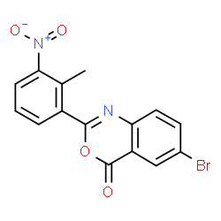 ChemSpider 2D Image | 6-Bromo-2-(2-methyl-3-nitrophenyl)-4H-3,1-benzoxazin-4-one | C15H9BrN2O4