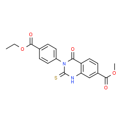 ChemSpider 2D Image | methyl 3-[4-(ethoxycarbonyl)phenyl]-4-oxo-2-sulfanylidene-1H-quinazoline-7-carboxylate | C19H16N2O5S