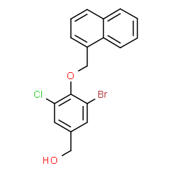ChemSpider 2D Image | [3-Bromo-5-chloro-4-(1-naphthylmethoxy)phenyl]methanol | C18H14BrClO2