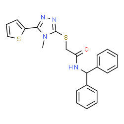 ChemSpider 2D Image | N-(Diphenylmethyl)-2-{[4-methyl-5-(2-thienyl)-4H-1,2,4-triazol-3-yl]sulfanyl}acetamide | C22H20N4OS2