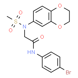 ChemSpider 2D Image | N-(4-bromophenyl)-2-[N-(2,3-dihydro-1,4-benzodioxin-6-yl)methanesulfonamido]acetamide | C17H17BrN2O5S