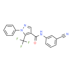 ChemSpider 2D Image | N-(3-Cyanophenyl)-1-phenyl-5-(trifluoromethyl)-1H-pyrazole-4-carboxamide | C18H11F3N4O