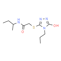 ChemSpider 2D Image | N-sec-Butyl-2-[(5-oxo-4-propyl-4,5-dihydro-1H-1,2,4-triazol-3-yl)sulfanyl]acetamide | C11H20N4O2S
