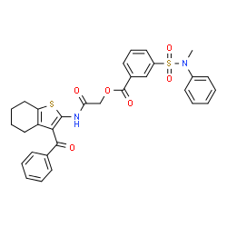 ChemSpider 2D Image | 2-[(3-Benzoyl-4,5,6,7-tetrahydro-1-benzothiophen-2-yl)amino]-2-oxoethyl 3-[methyl(phenyl)sulfamoyl]benzoate | C31H28N2O6S2
