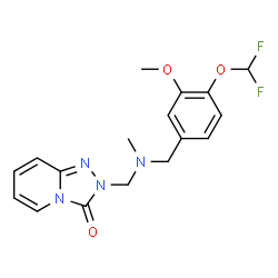 ChemSpider 2D Image | 2-({[4-(Difluoromethoxy)-3-methoxybenzyl](methyl)amino}methyl)[1,2,4]triazolo[4,3-a]pyridin-3(2H)-one | C17H18F2N4O3