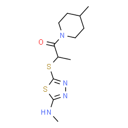 ChemSpider 2D Image | 2-{[5-(Methylamino)-1,3,4-thiadiazol-2-yl]sulfanyl}-1-(4-methyl-1-piperidinyl)-1-propanone | C12H20N4OS2