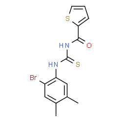ChemSpider 2D Image | N-[(2-Bromo-4,5-dimethylphenyl)carbamothioyl]-2-thiophenecarboxamide | C14H13BrN2OS2