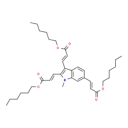 ChemSpider 2D Image | Trihexyl (2E,2'E,2''E)-3,3',3''-(1-methyl-1H-indole-2,3,6-triyl)trisacrylate | C36H51NO6