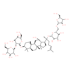ChemSpider 2D Image | (3beta,12beta)-20-{[6-O-(alpha-L-Arabinofuranosyl)-beta-D-glucopyranosyl]oxy}-12-hydroxydammar-24-en-3-yl 2-O-beta-D-glucopyranosyl-beta-D-galactopyranoside | C53H90O22