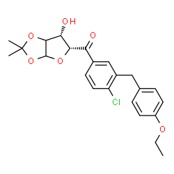 ChemSpider 2D Image | (2xi)-5-[4-Chloro-3-(4-ethoxybenzyl)phenyl]-1,2-O-isopropylidene-L-threo-pentodialdo-1,4-furanose | C23H25ClO6