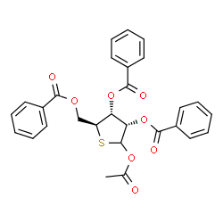 ChemSpider 2D Image | 1-O-Acetyl-2,3,5-tri-O-benzoyl-4-thio-L-ribofuranose | C28H24O8S