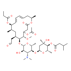 ChemSpider 2D Image | (2S,3S,4R,6S)-6-{[(2R,3S,4R,5R,6S)-6-{[(5S,6S,7R,9R,10R,11E,13E,16R)-4-Acetoxy-5-methoxy-9,16-dimethyl-2-oxo-7-(2-oxoethyl)-10-(propionyloxy)oxacyclohexadeca-11,13-dien-6-yl]oxy}-4-(dimethylamino)-5-h
ydroxy-2-methyltetrahydro-2H-pyran-3-yl]oxy}-4-hydroxy-2,4-dimethyltetrahydro-2H-pyran-3-yl 3-methylbutanoate (non-preferred name) | C45H73NO16
