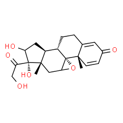 ChemSpider 2D Image | 16,17,21-Trihydroxy-9,11-epoxypregna-1,4-diene-3,20-dione | C21H26O6