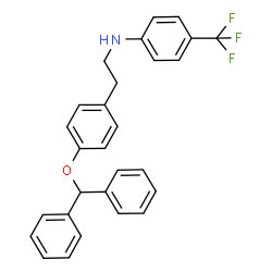 ChemSpider 2D Image | N-{2-[4-(Diphenylmethoxy)phenyl]ethyl}-4-(trifluoromethyl)aniline | C28H24F3NO