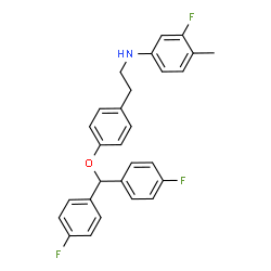 ChemSpider 2D Image | N-(2-{4-[Bis(4-fluorophenyl)methoxy]phenyl}ethyl)-3-fluoro-4-methylaniline | C28H24F3NO