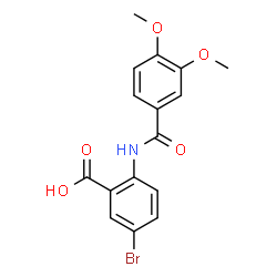 ChemSpider 2D Image | 5-Bromo-2-[(3,4-dimethoxybenzoyl)amino]benzoic acid | C16H14BrNO5