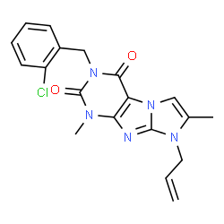 ChemSpider 2D Image | 8-Allyl-3-(2-chlorobenzyl)-1,7-dimethyl-1H-imidazo[2,1-f]purine-2,4(3H,8H)-dione | C19H18ClN5O2