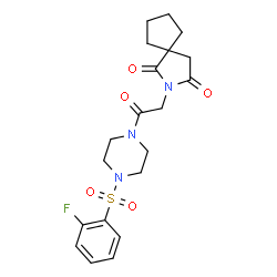 ChemSpider 2D Image | 2-(2-{4-[(2-Fluorophenyl)sulfonyl]-1-piperazinyl}-2-oxoethyl)-2-azaspiro[4.4]nonane-1,3-dione | C20H24FN3O5S