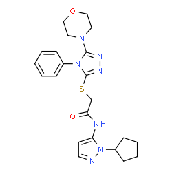 ChemSpider 2D Image | N-(1-Cyclopentyl-1H-pyrazol-5-yl)-2-{[5-(4-morpholinyl)-4-phenyl-4H-1,2,4-triazol-3-yl]sulfanyl}acetamide | C22H27N7O2S